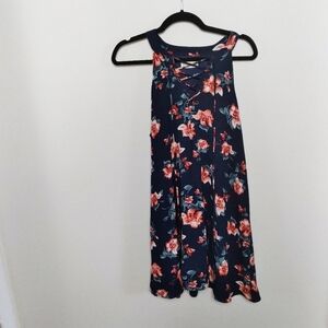 Altar'd State Navy Floral Criss Cross Dress